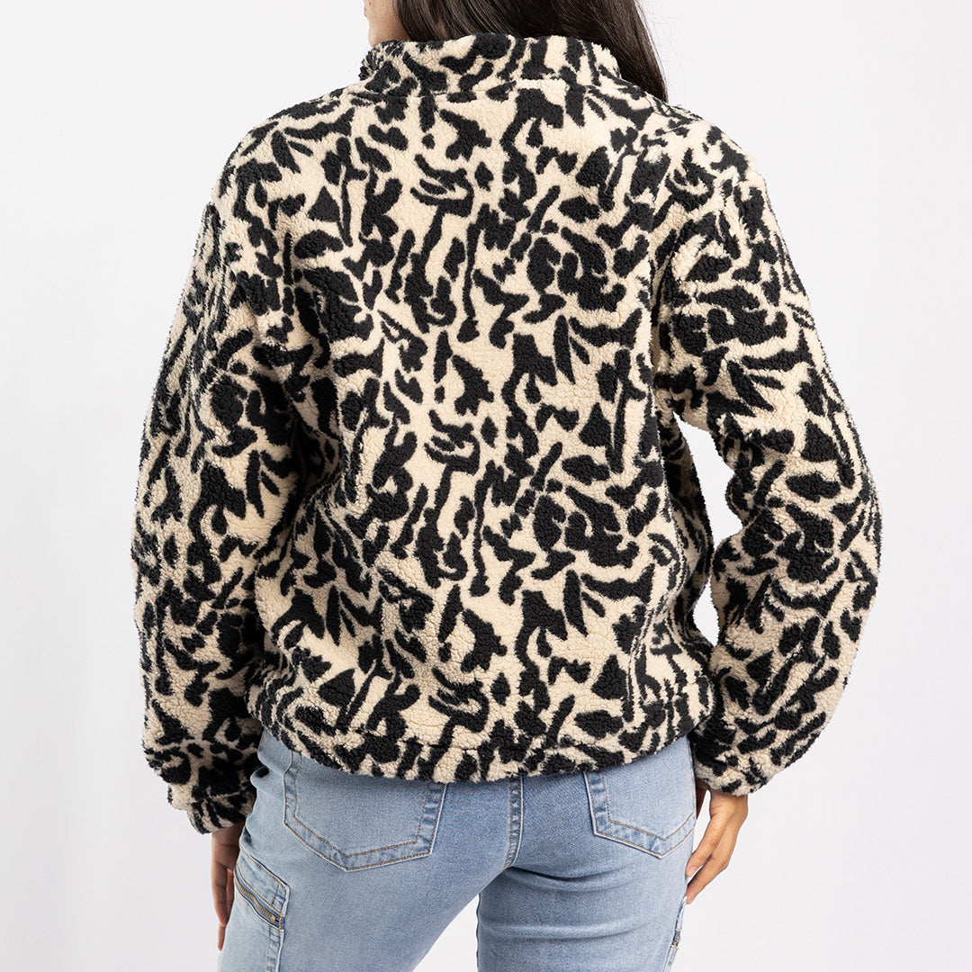 ANIMAL PRINTED SWEATER 3/4 ZIP