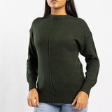 OLIVE JERSEY WITH PIN TUCK DETAIL
