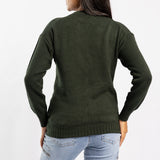 OLIVE JERSEY WITH PIN TUCK DETAIL