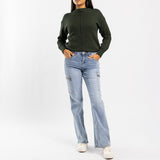 OLIVE JERSEY WITH PIN TUCK DETAIL