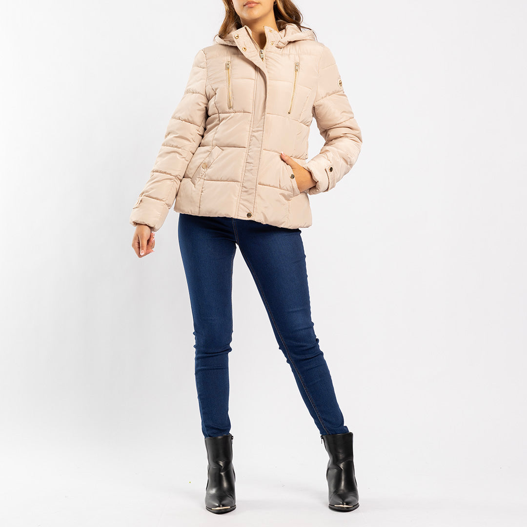 STONE JACKET WITH HOOD DETAIL