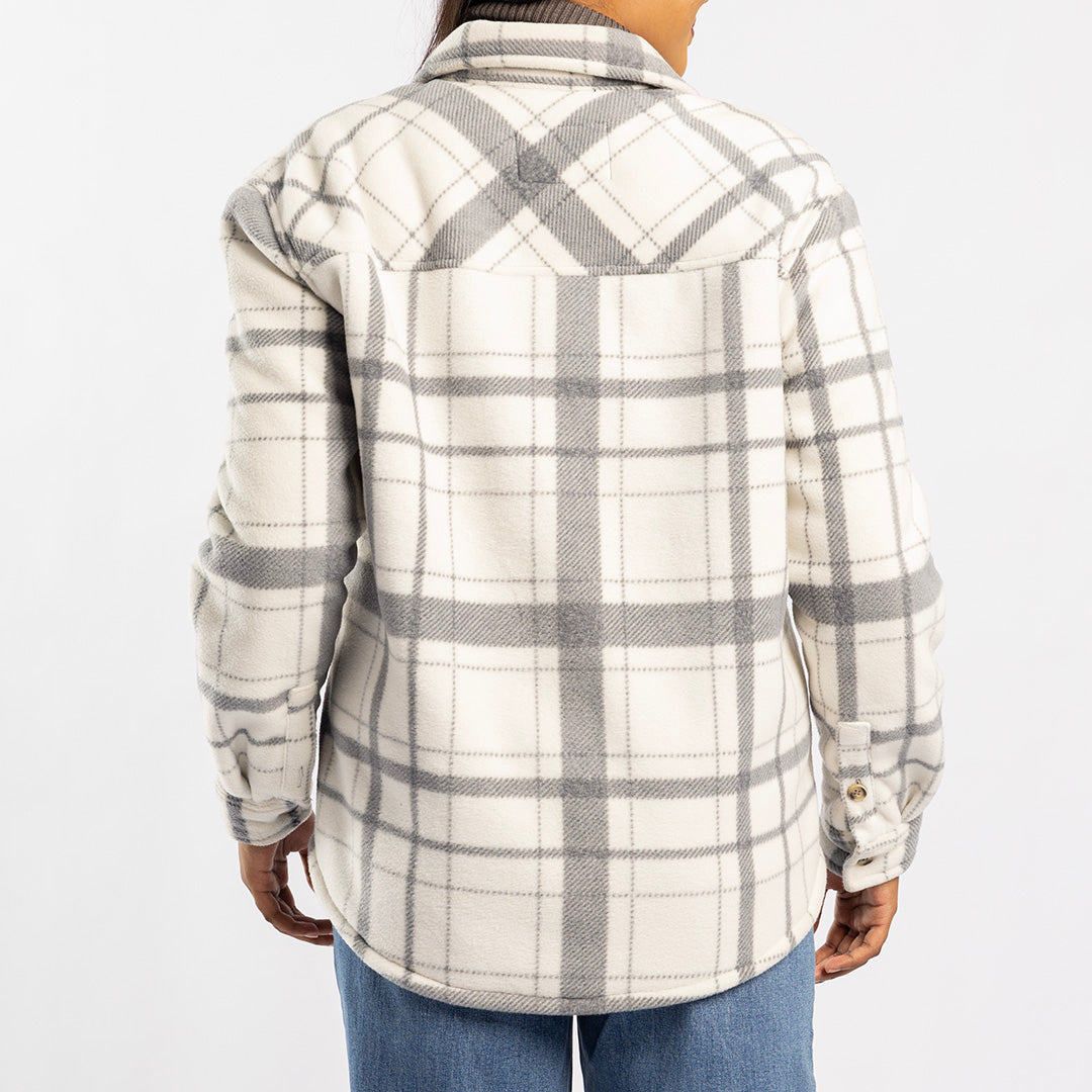 GREY CHECK SHACKET WITH FUR INNTER