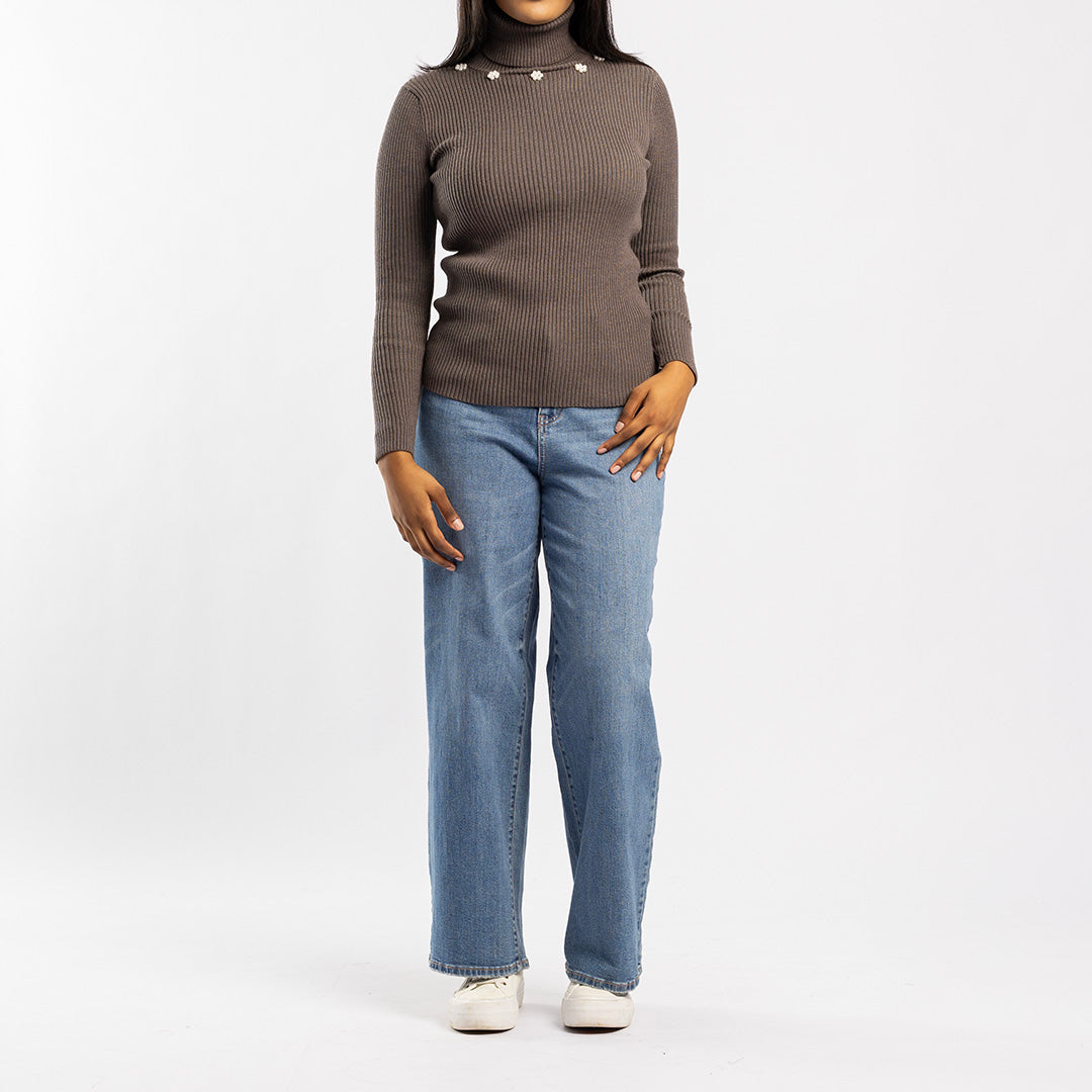 BLUE DENIM WIDE LEG JEAN