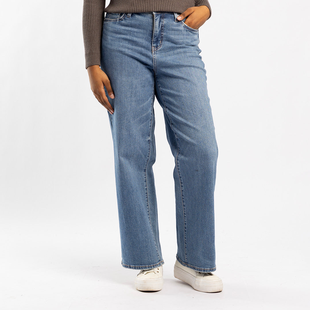BLUE DENIM WIDE LEG JEAN