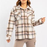 GREY CHECK SHACKET WITH FUR INNTER