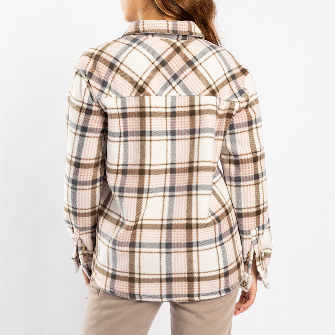 GREY CHECK SHACKET WITH FUR INNTER