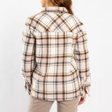 GREY CHECK SHACKET WITH FUR INNTER