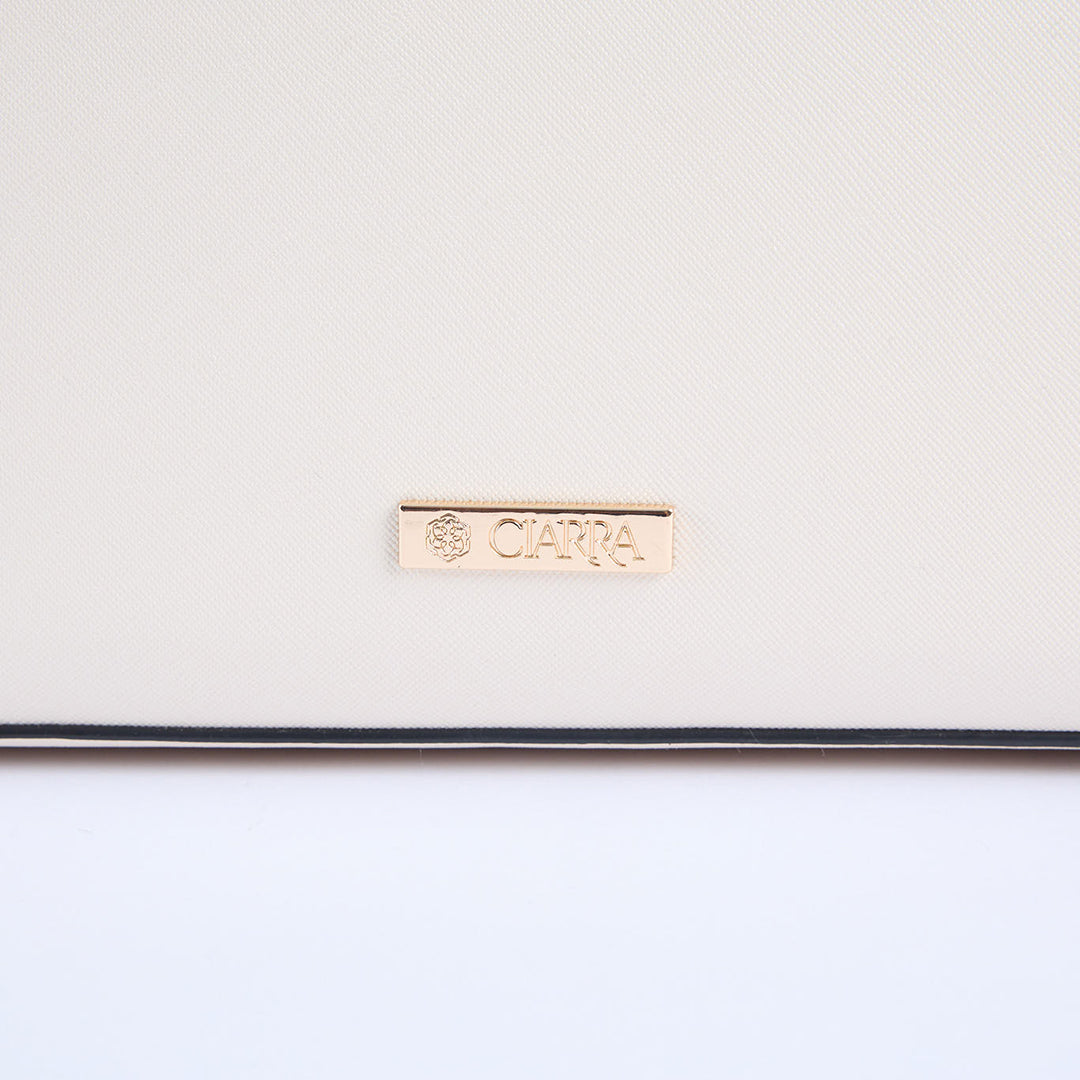 Crosshatch Handbag.Patent Belt Detail.
