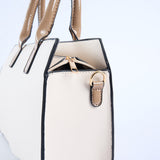Crosshatch Handbag.Patent Belt Detail.