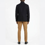 NAVY BUTTON UP COAT WITH ZIP DETAIL