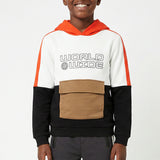 WHITE/ORANGE LONG SLEEVE HOODED SWEATER