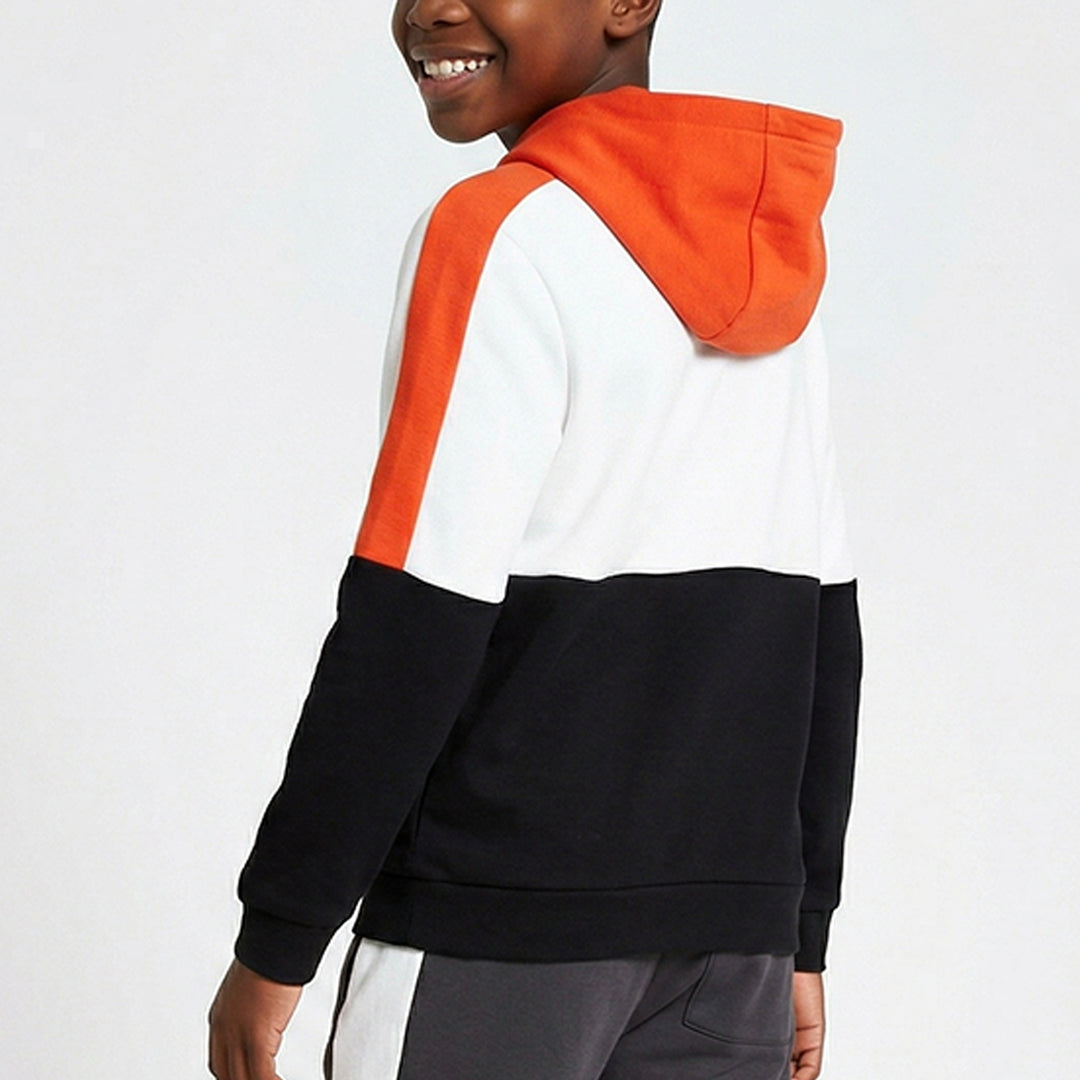 WHITE/ORANGE LONG SLEEVE HOODED SWEATER