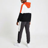 WHITE/ORANGE LONG SLEEVE HOODED SWEATER