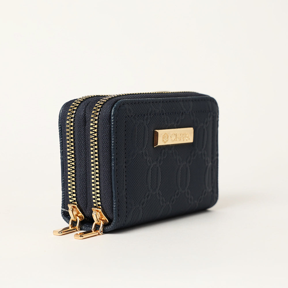 Chain Pu Double Zip Around Card Holder.