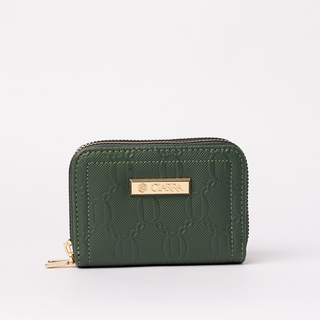 Chain Pu Double Zip Around Card Holder.