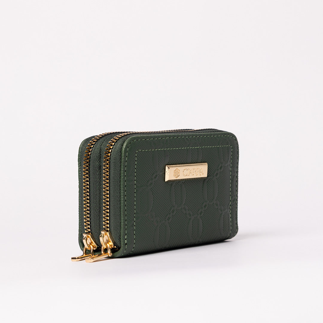 Chain Pu Double Zip Around Card Holder.