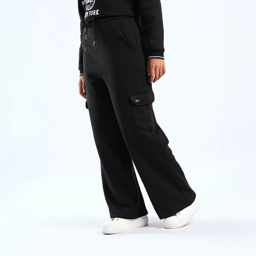 Black Cargo Wide Leg Pants