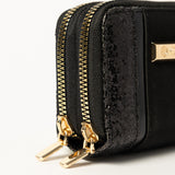 Glitter Double Zip Around Purse.