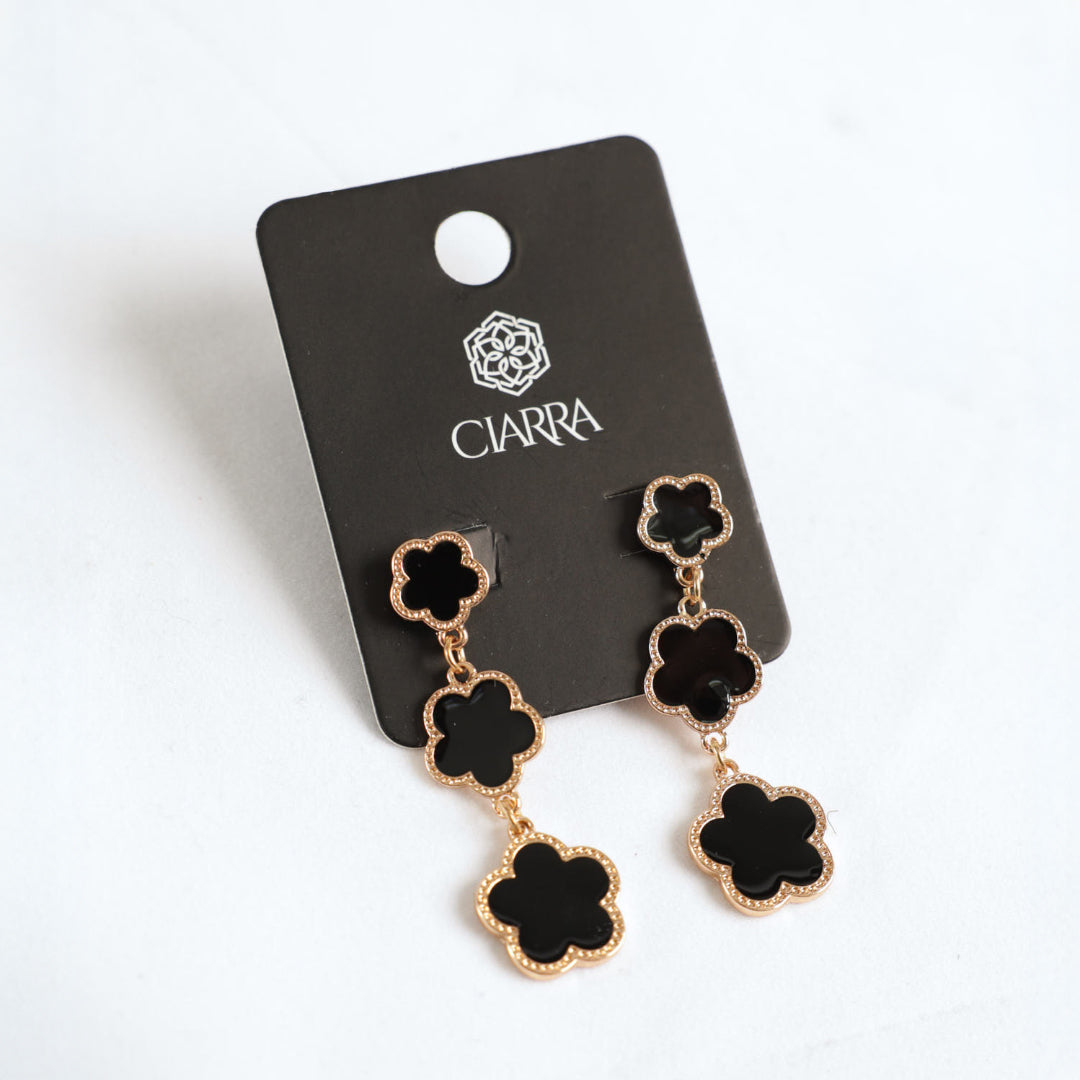 Drop Earrings With Floral Pendant Detail.
