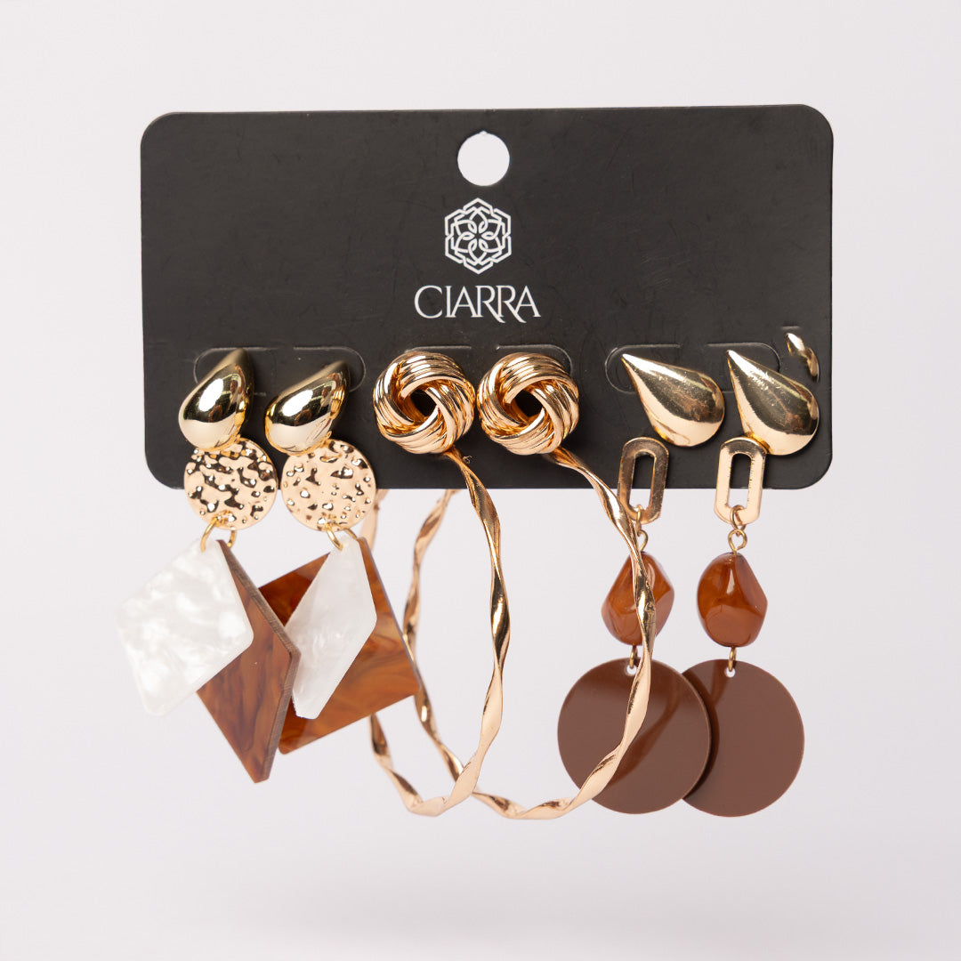 6 Pack Textured Earring Set.