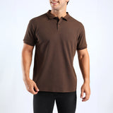 MENS MODA CHOCOLATE WAFFLE TEXTURED S/S GOLFER