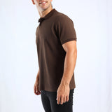 MENS MODA CHOCOLATE WAFFLE TEXTURED S/S GOLFER