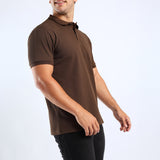 MENS MODA CHOCOLATE WAFFLE TEXTURED S/S GOLFER