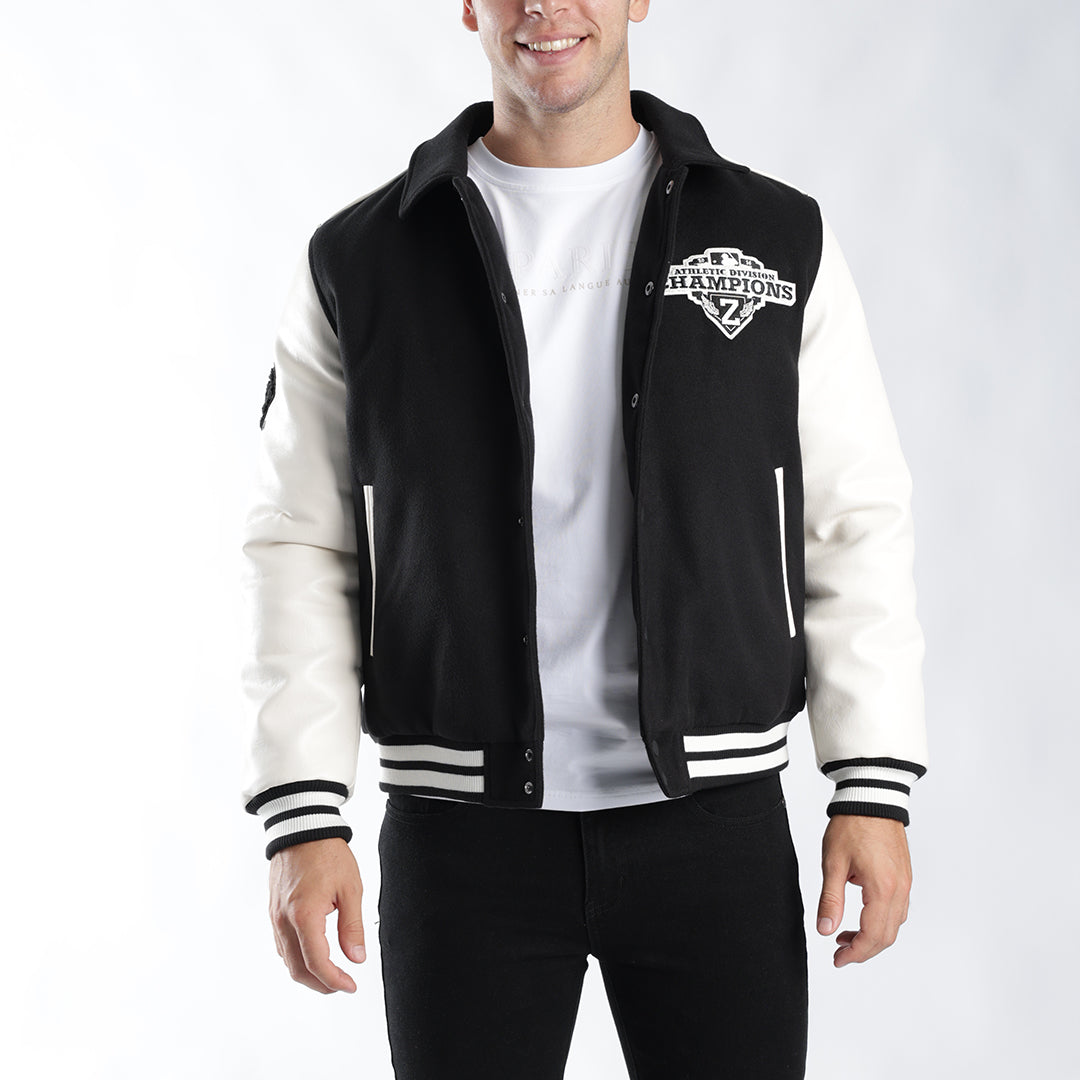 MENS ZAFF BLACK/STONE BASEBALL JACKET