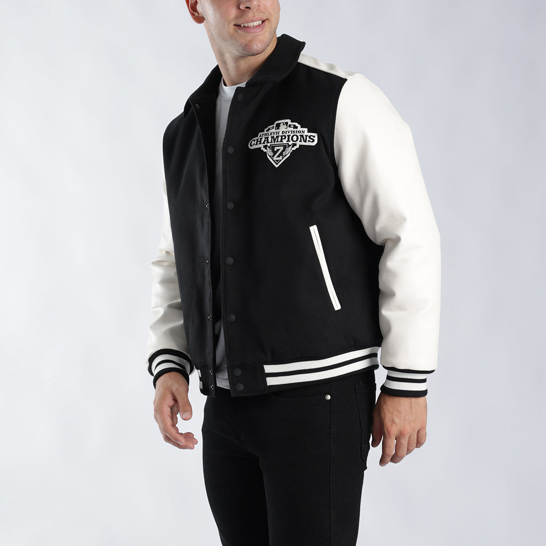MENS ZAFF BLACK/STONE BASEBALL JACKET