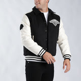 MENS ZAFF BLACK/STONE BASEBALL JACKET