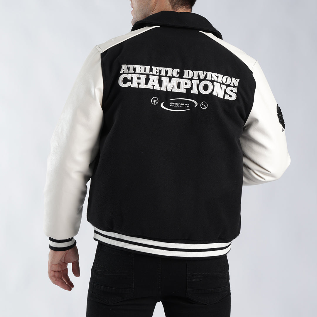MENS ZAFF BLACK/STONE BASEBALL JACKET