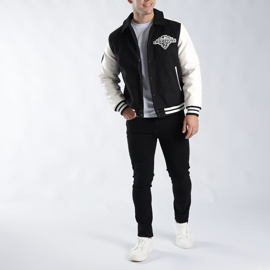 MENS ZAFF BLACK/STONE BASEBALL JACKET