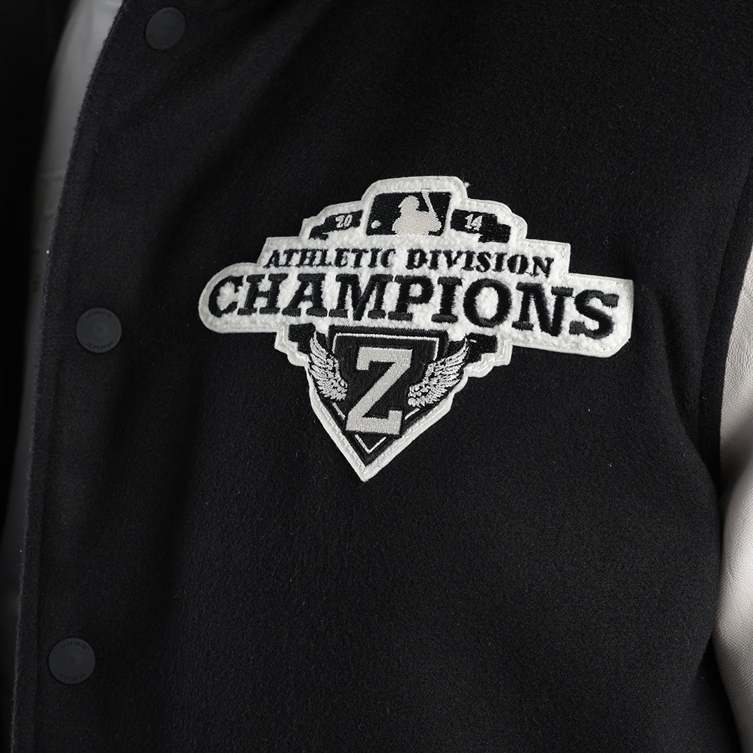 MENS ZAFF BLACK/STONE BASEBALL JACKET