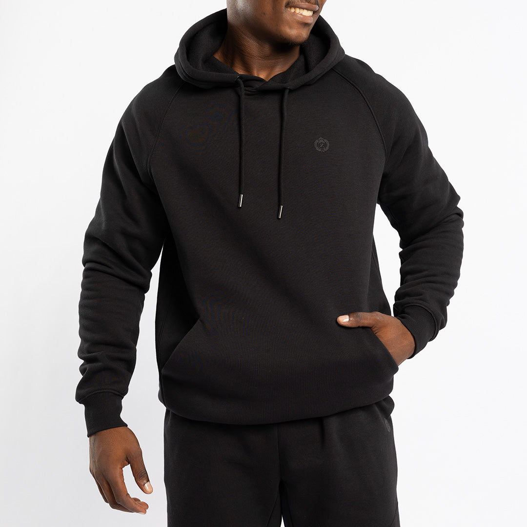 MENS ZAFF BLACK HOODED FLEECE JACKET