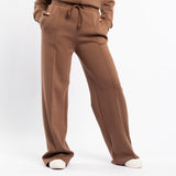 LDS DK TAUPE WIDE LEG TR SCUBA PANTS