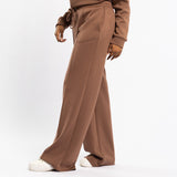 LDS DK TAUPE WIDE LEG TR SCUBA PANTS