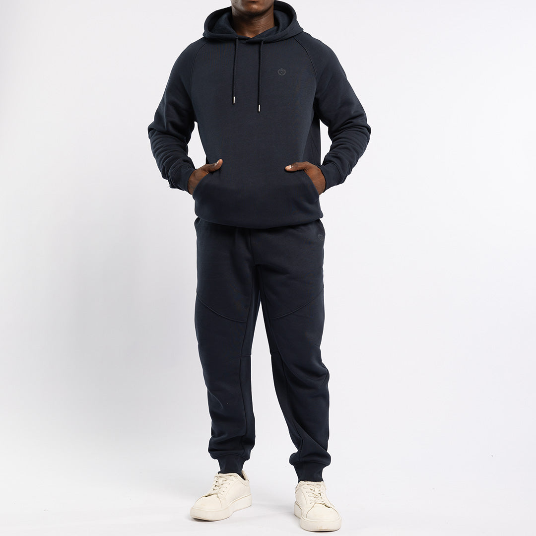 MENS ZAFF NAVY HOODED FLEECE JACKET