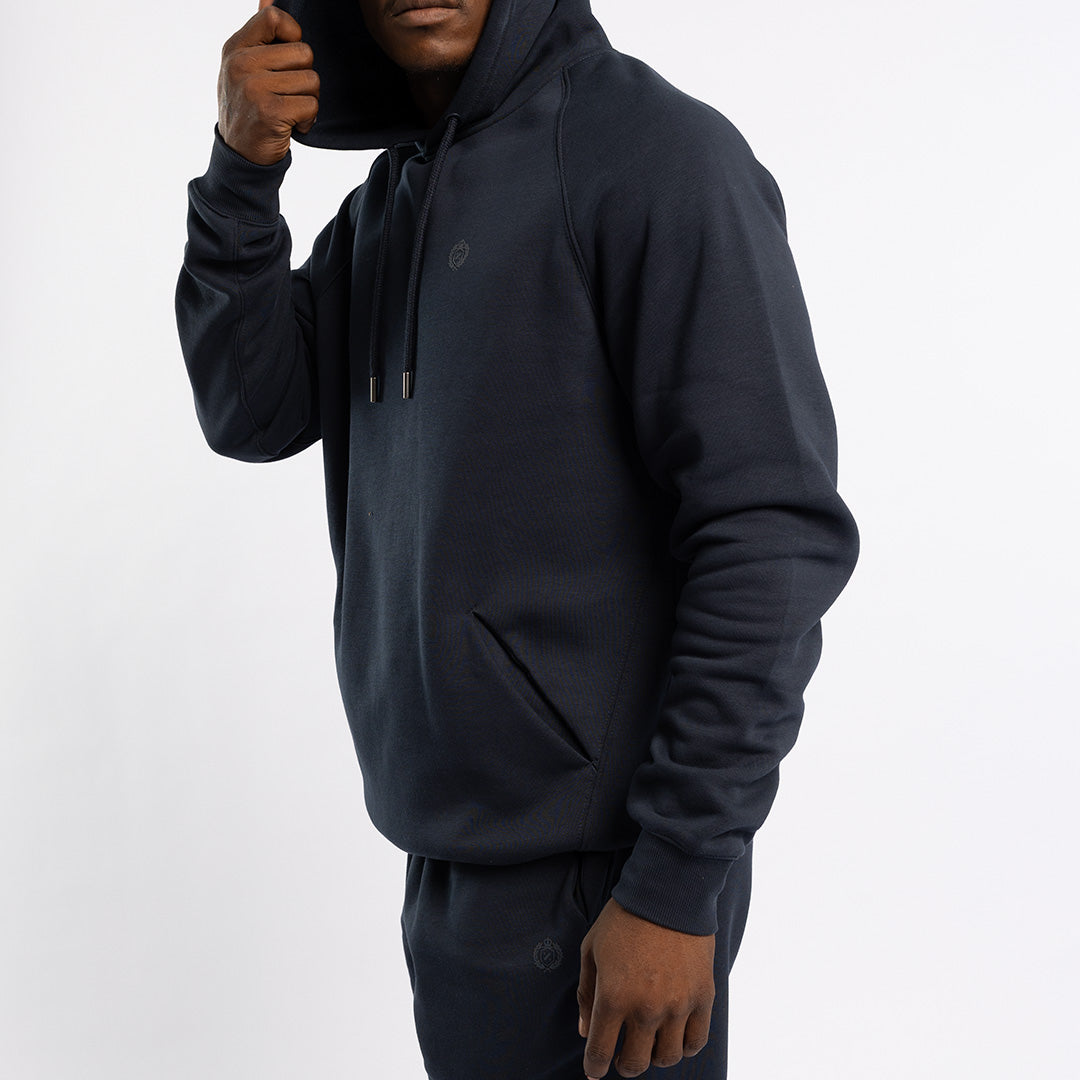 MENS ZAFF NAVY HOODED FLEECE JACKET
