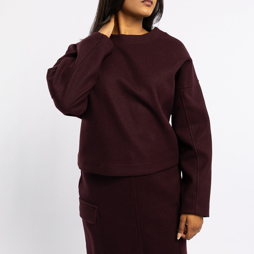 LDS MELTON BOXY TOP
