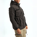 Mens Black Puffer Hooded Nylon Jacket