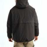 Mens Black Puffer Hooded Nylon Jacket
