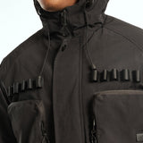 Mens Black Puffer Hooded Nylon Jacket