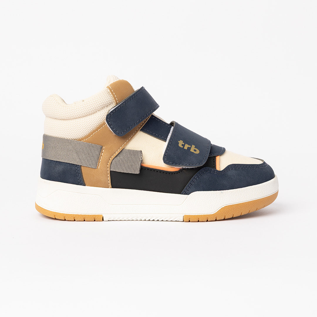 Colourblocked Mid Top Sneaker.Velcro Straps.