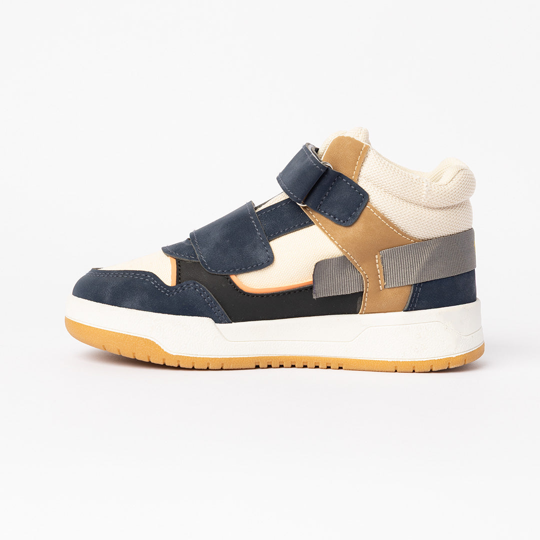 Colourblocked Mid Top Sneaker.Velcro Straps.