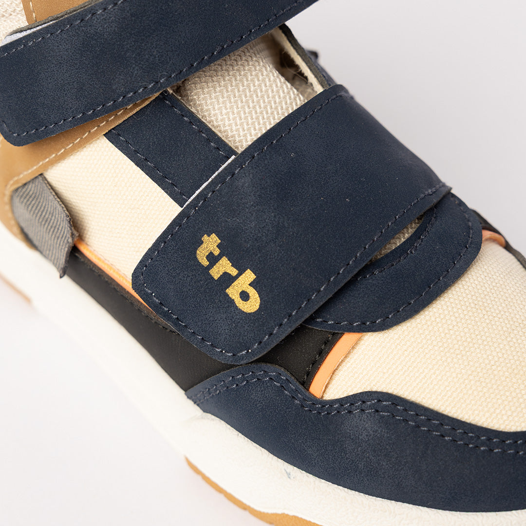 Colourblocked Mid Top Sneaker.Velcro Straps.