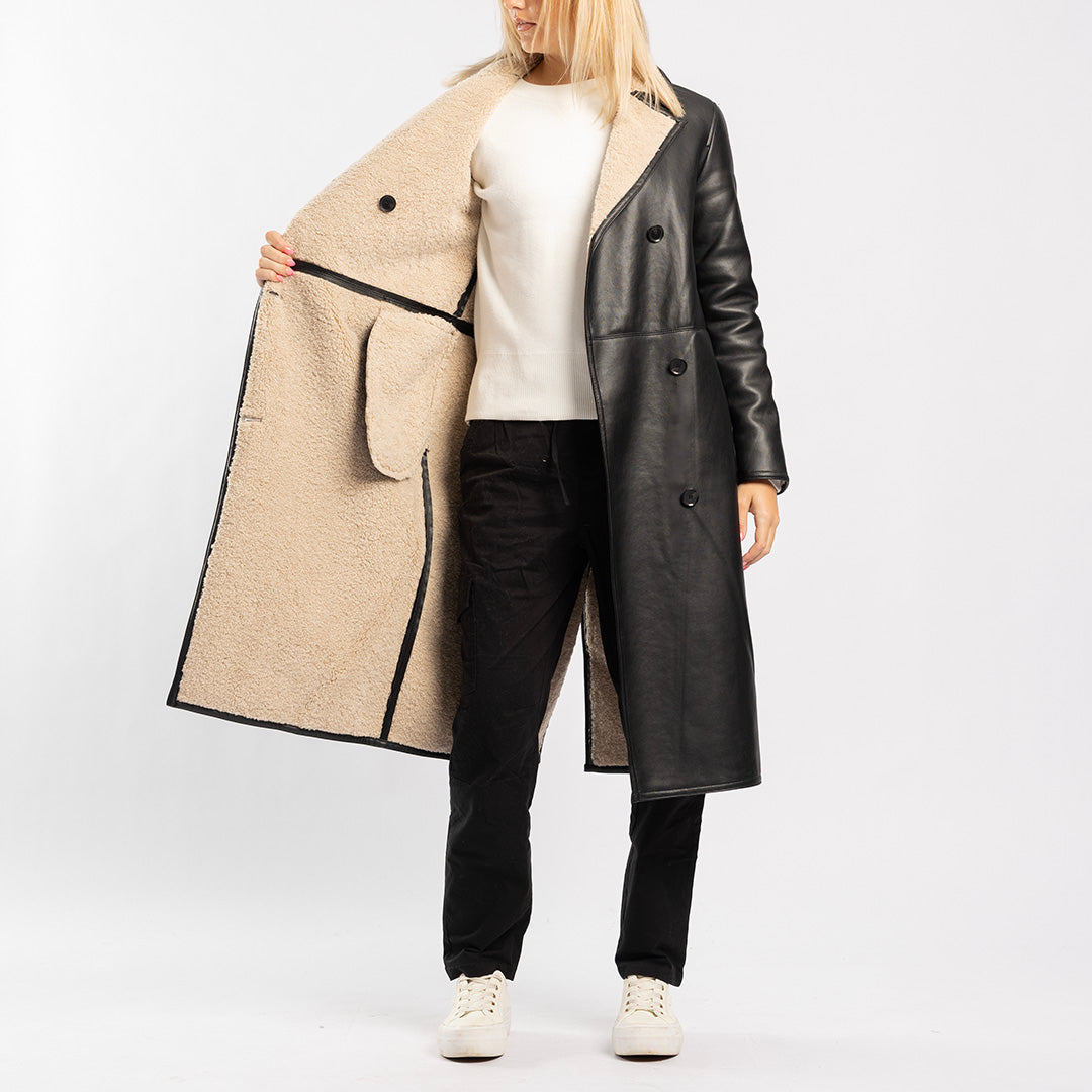 BLACK PU LONG SLEEVE JACKET