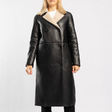 BLACK PU LONG SLEEVE JACKET
