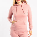 LADIES ALORA BLUSH LONG SLEEVE HOODY WITH KANGAROO POCKET