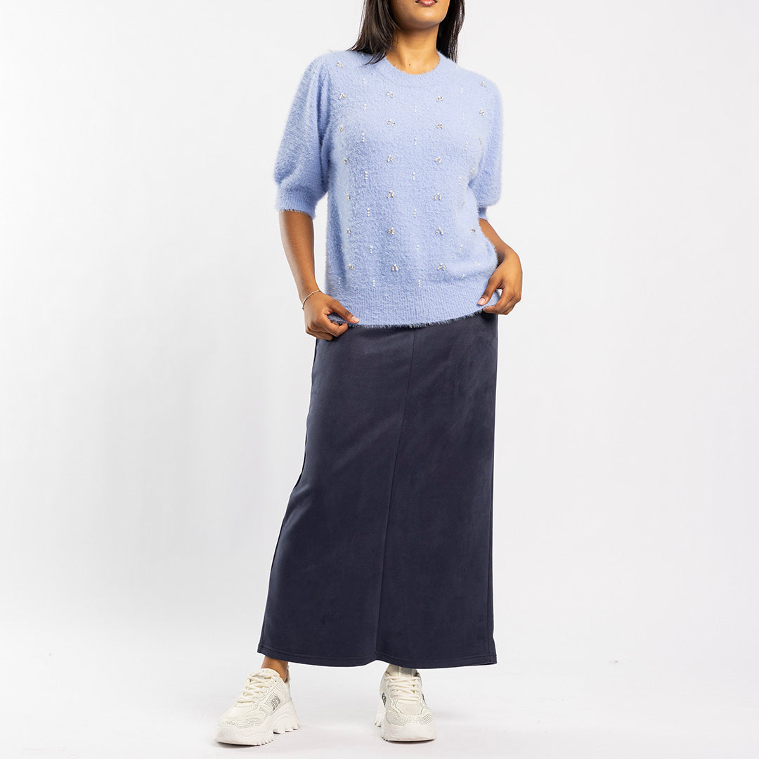 BLUE 3/4 SLEEVE FUR JERSEY