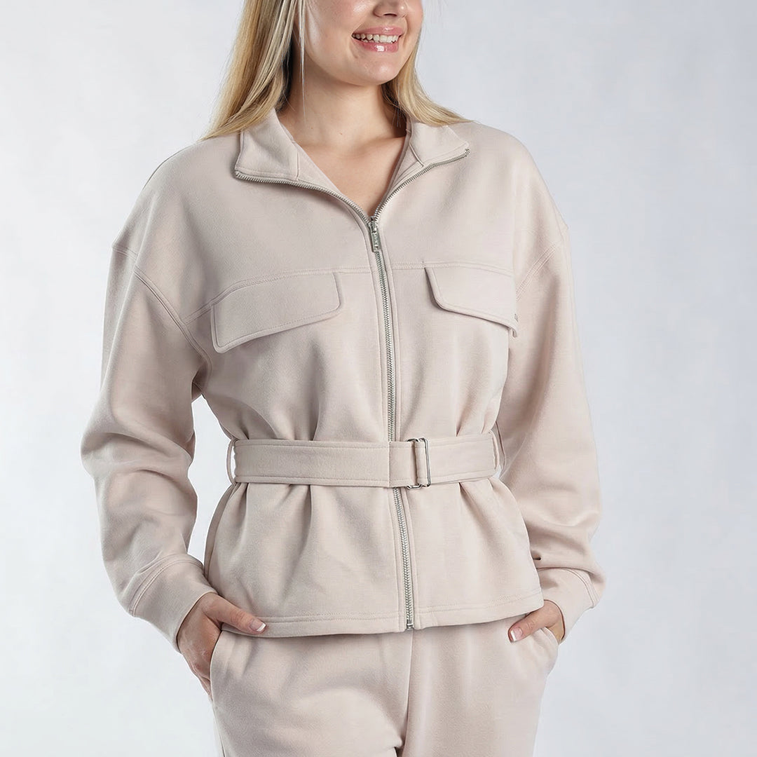 LDS BELT ZIP SWEATER